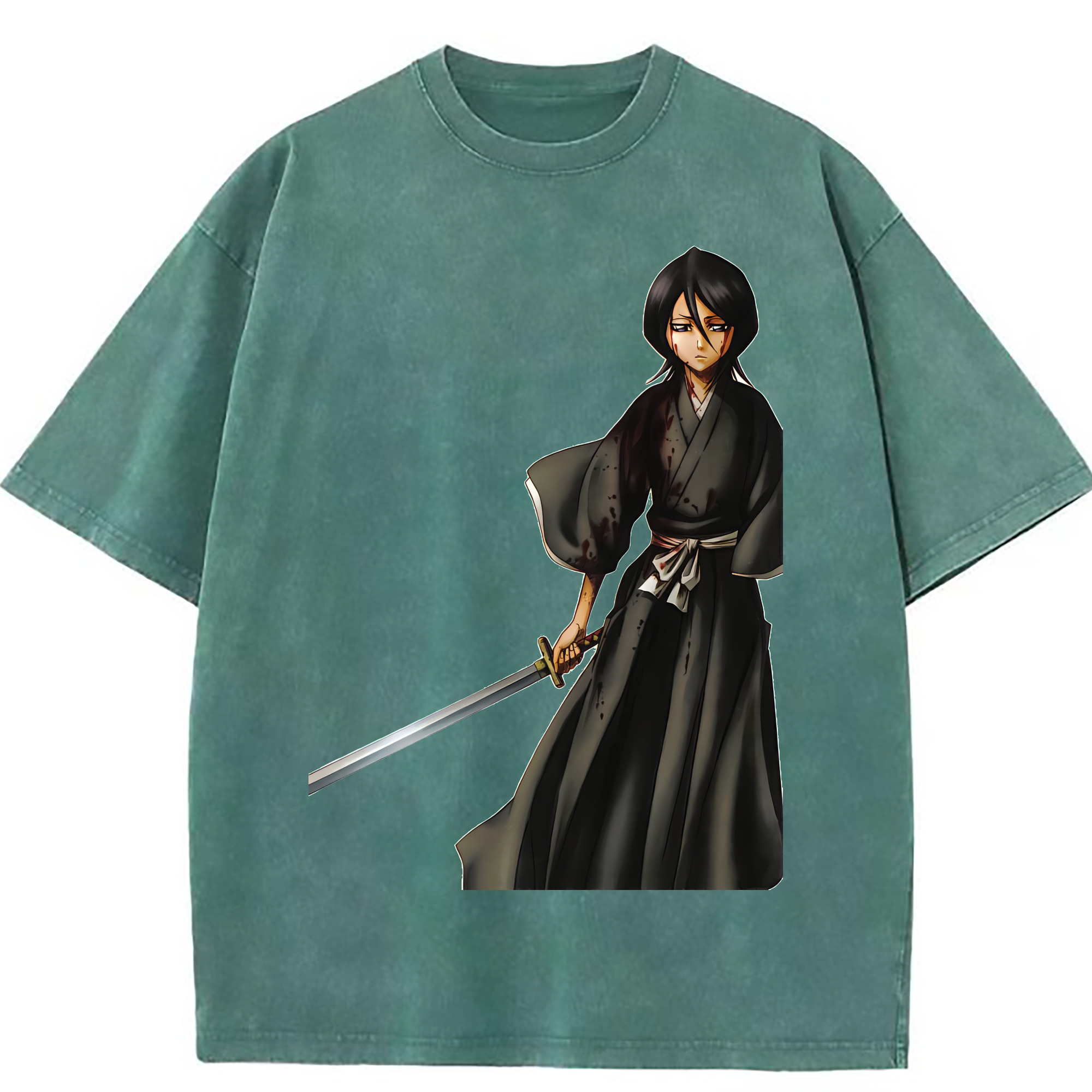 （画像用） ブリーチ 朽木ルキア BLEACH Kuchiki Rukia 綿100% ヴィンテージ風 半袖Tシャツ（フロントプリント）
